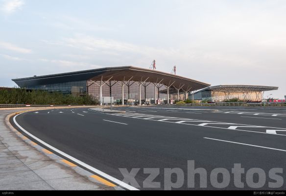 日落时分天津滨海国际机场