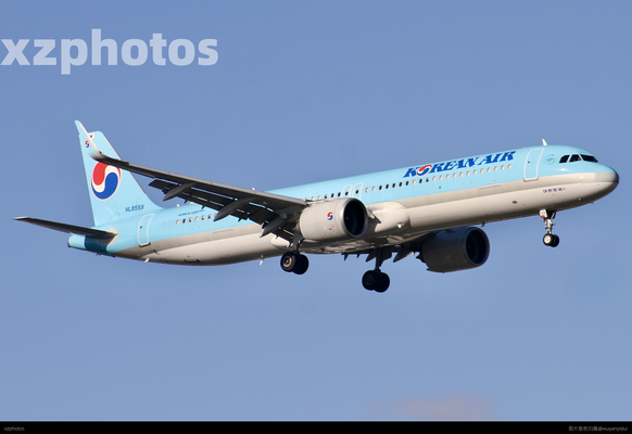 大韩航空321neo落地上海虹桥