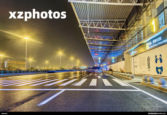 夜晚的成都双流国际机场