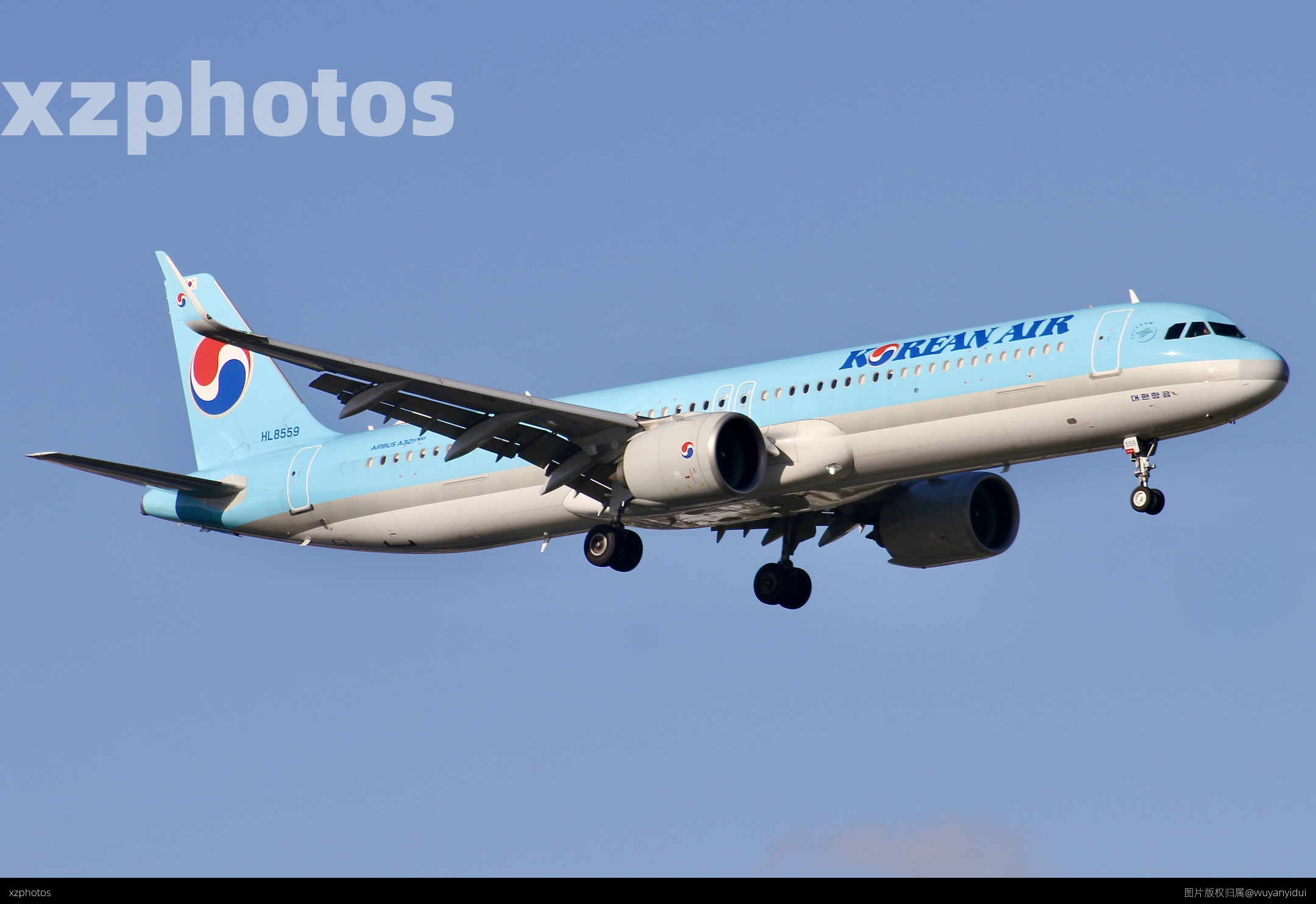 大韩航空321neo落地上海虹桥