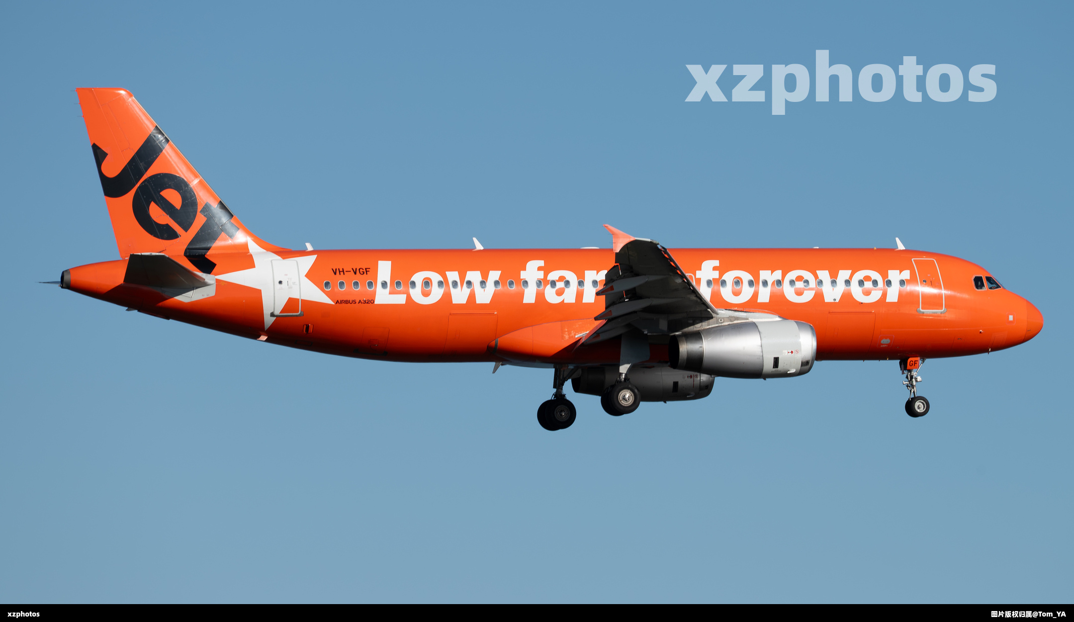 捷星VH-VGF A320 纯橘 降落奥克兰